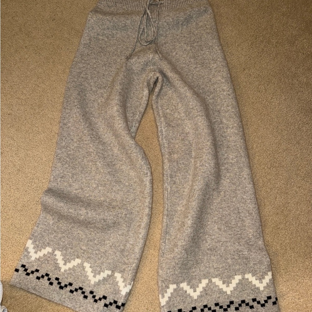 Promesa Gray Knit Kids Joggers with Patterned Hem